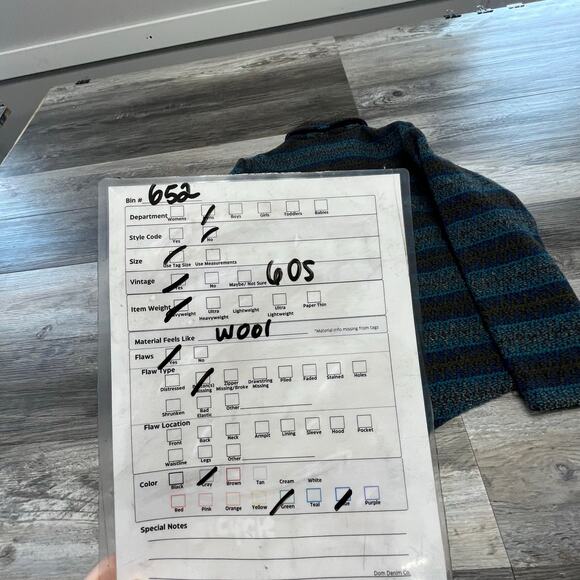 Vintage 60s Cresco Sportswear Gray Blue Mens L Woven Heavy Sweater Wool - Picture 8 of 8